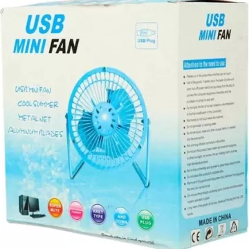 Masaüstü Metal Mini Fan Vantilatör USB Girişli 20 cm Çap