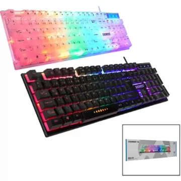 Kb-24 Gökkuşaği Işikli USB Kablolu Oyuncu Klavye 155CM Kablo