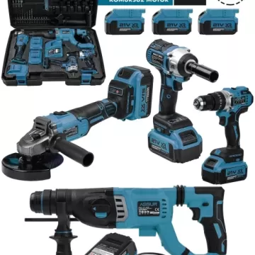 Assur Profesyonel 21V Akülü Somun Sıkma Sökme Matkap Taşlama Kırıcı Delici Hilti 4'lü Set